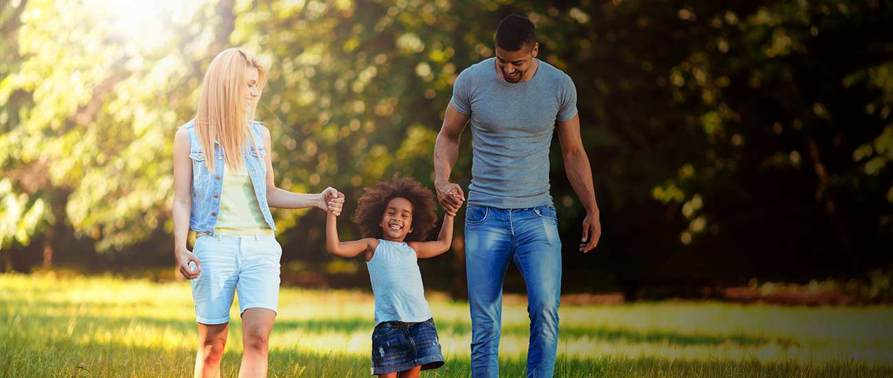 A family walking in the park